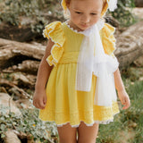 Rahigo Girls Lemon Bonnet With Tulle Bow