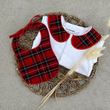 Unisex Baby Tartan Handmade Sleepsuit And Bib