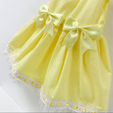 Girls Summer Dress With Lace And Bows - Lemon