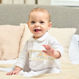 Dandelion Unisex Chicks Smocked Cotton Sleepsuit - White