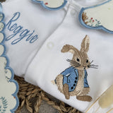 Boys Peter Rabbit Handmade Sleepsuit And Bib