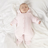 Dandelion Hooded Knitted Pramsuit - Pink