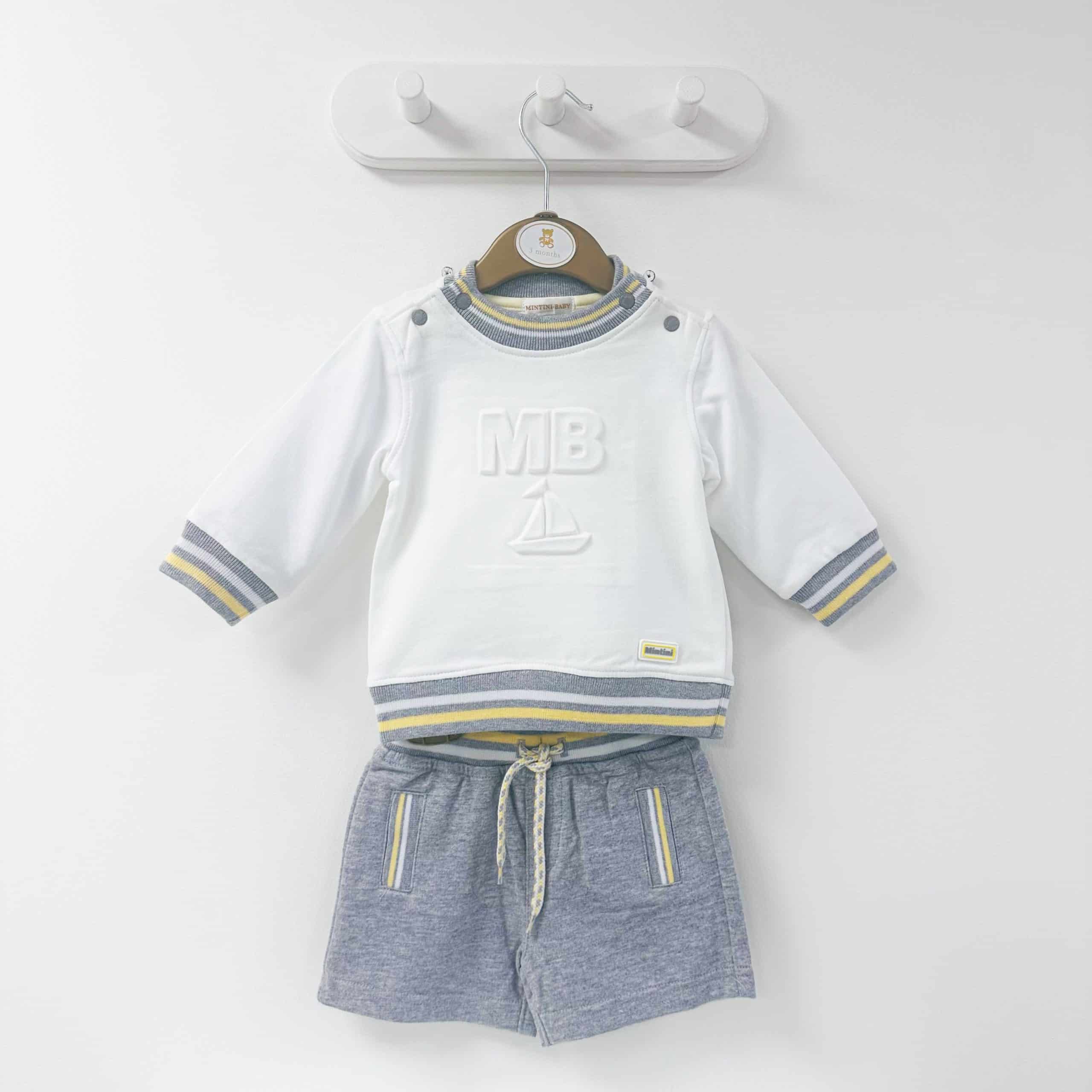 Mintini Boys White Sweatshirt Set