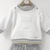 Mintini Boys White Sweatshirt Set