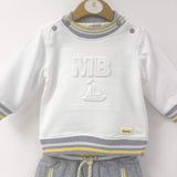 Mintini Boys White Sweatshirt Set