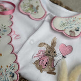 Girls Flopsy Rabbit Handmade Sleepsuit And Bib