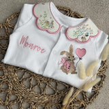 Girls Flopsy Rabbit Handmade Sleepsuit And Bib