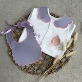 Girls Horse Carriage Handmade Sleepsuit And Bib