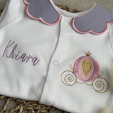 Girls Horse Carriage Handmade Sleepsuit And Bib