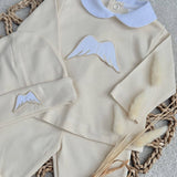 Unisex Beige Angel Wings Top and Pants Set