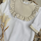 Baby Girl's Beige & Cream Velour Babygrow