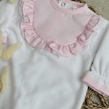 Baby Girl's Pink & Cream Velour Babygrow