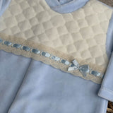 Blue Velour Babygrow