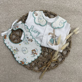 Unisex Peter Rabbit Handmade Sleepsuit And Bib