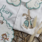 Unisex Peter Rabbit Handmade Sleepsuit And Bib