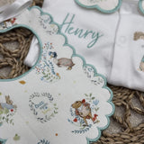 Unisex Peter Rabbit Handmade Sleepsuit And Bib