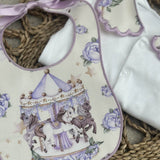 Girls Lilac Carousel Handmade Sleepsuit And Bib