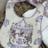 Girls Lilac Carousel Handmade Sleepsuit And Bib