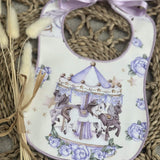 Girls Lilac Carousel Handmade Sleepsuit And Bib