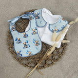 Boys Blue Teddy Balloon Handmade Sleepsuit And Bib