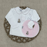 Little Brown Bear Initial Vest And Bib Set - Pink