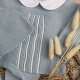 Boys Baby Blue Knitted Three Piece Set Newborn