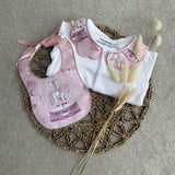 Girls All Pink Carousel Handmade Sleepsuit And Bib