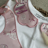 Girls All Pink Carousel Handmade Sleepsuit And Bib