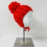 Perfect Little Thing Aran Wool Knitted Pom Hat - Red