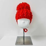 Perfect Little Thing Aran Wool Knitted Pom Hat - Red