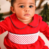 PERFECT LITTLE THING  Baby Boys Red Tartan Christmas Romper