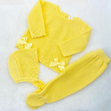 Spanish Knitwear Spanish knitted 3 Piece With Bows - Yellow