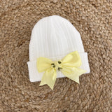 Perfect Little Thing Baby Girls Bow Wool Hat - Lemon