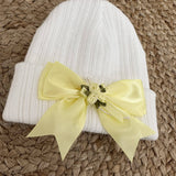 Perfect Little Thing Baby Girls Bow Wool Hat - Lemon