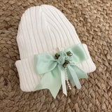 Perfect Little Thing Baby Girls Bow Wool Hat - Green