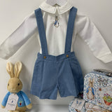 New Peter Rabbit Cord Dungaree With Shirt - Blue