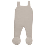 Mac Ilusion Beige Knitted Dungarees With Faux Fur Pompoms