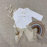 Perfect Little Thing Soft Shirt & Trouser Set - Beige