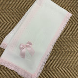 Baby's Lace White Shawl With Pink Trim