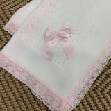 Baby's Lace White Shawl With Pink Trim