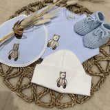 Little Brown Bear Baby Boy's Bear Gift Set - Blue Vest