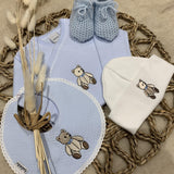 Little Brown Bear Baby Boy's Bear Gift Set - Blue Vest