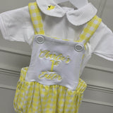 Unisex Easter Lemon Gingham Romper And Vest