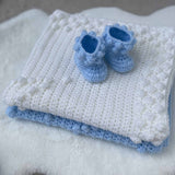 Perfect Little Thing - PRE ORDER Handmade Aran Puff Hoodie Crochet - Blue