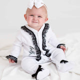 Perfect Little Thing Baby Girls Handmade Frill Sleepsuit With Rocking Horse Bib - Black