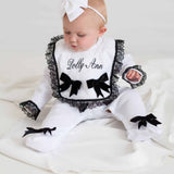 Perfect Little Thing Baby Girls Handmade Frill Sleepsuit With Bib - Black