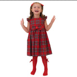 Perfect Little Thing Girls Tartan Satin Bow Dress