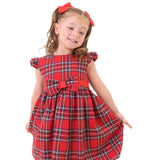 Perfect Little Thing Girls Tartan Satin Bow Dress