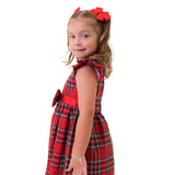 Perfect Little Thing Girls Tartan Satin Bow Dress