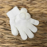 Kids One Size Magic Gloves With Poms - Off White